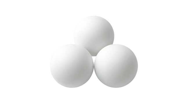 Three white spheres realistic render isolated on transparent background