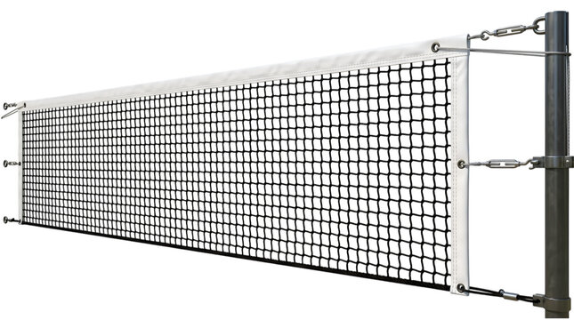 Volleyball net with posts and cables isolated on transparent background