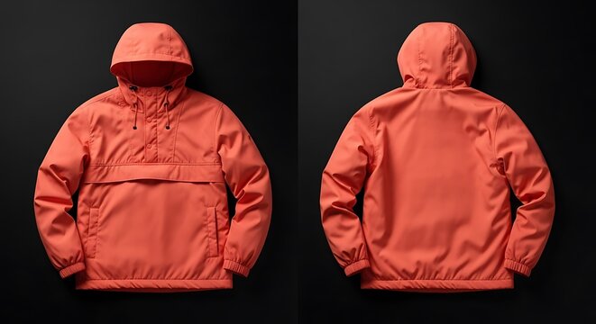 mockup of a coral color anorak jacket