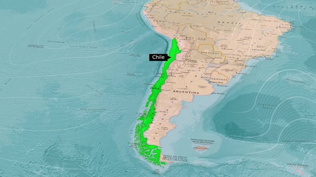 Chile Map Animation South America Andes Satellite View