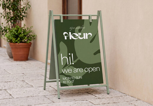 Sidewalk A-Frame Sign Mockup