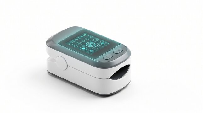 Modern Pulse Oximeter Medical Device Isolated on White Background