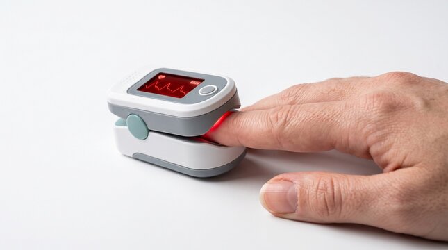Finger Pulse Oximeter Measuring Blood Oxygen and Heart Rate