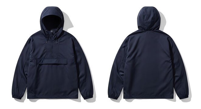 mockup of a dark indigo anorak jacket