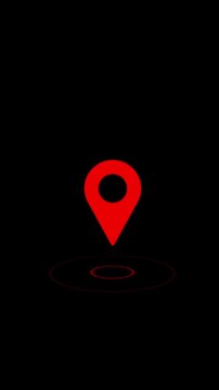 Location Pin Icon with Ripple. Map pointer icon with pin symbols for navigation and location markers  on black background. 