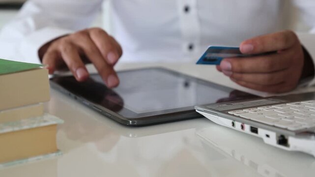 Using Credit Card for Digital Payment on Tablet