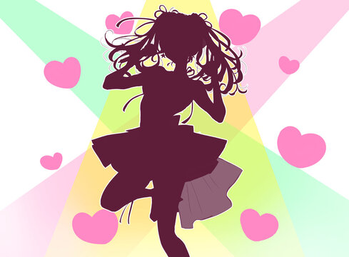 歌って踊るアイドル　ハート　シルエット　ライト