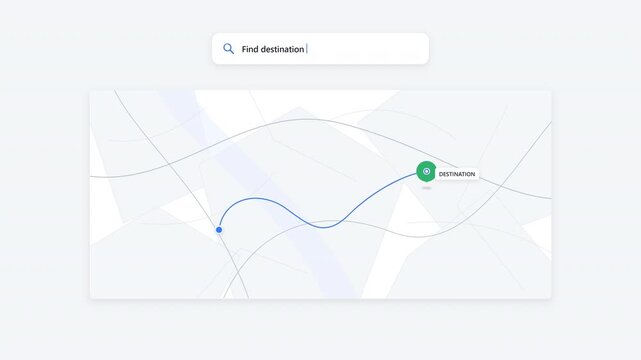 A smart map receives a destination, calculates the optimal route, then reveals the path from the starting point to the destination.