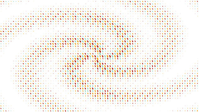 Abstract spiral halftone pattern with colorful dots on a black background, creating a dynamic, vortex effect for, digital projects