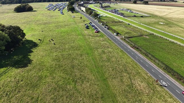 Aerial view of Beverley Racecourse. this site is a thoroughbred horse racing sports venue in East Riding of yorkshire. England