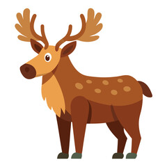 Cartoon illustration of a friendly reindeer with brown antlers on a plain white background © Creative Graphic Des