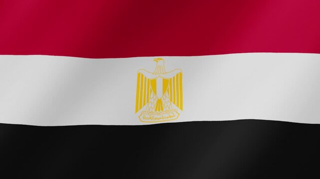 Egyptian national flag waving in the wind