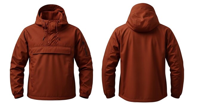 mockup of a dark rust anorak jacket