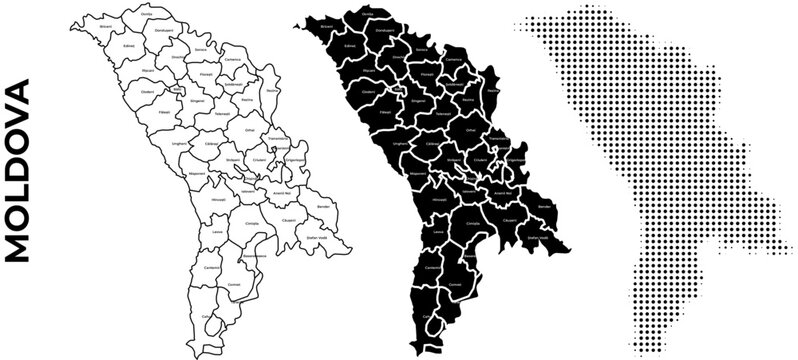 Moldova map silhouette vector illustration set