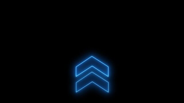 neon blue light animated traffic directional arrows sign. up arrow for road direction 4k animation