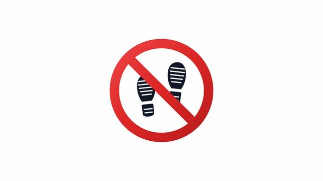 No walking prohibition sign animation on white and black backgrounds. 4K Video