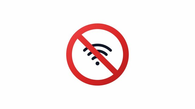 Wireless signal icon switching to a red no internet connection sign. 4K Video