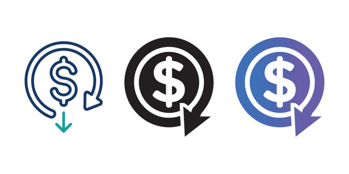 Money Back and Cash Return Icon Set