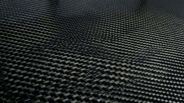 Black Carbon Fiber texture with 2x2 twill composite weave pattern, dark graphite metallic highlights, and subtle perspective depth, ideal for automotive 3D material mapping, high-tech gadget product s