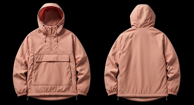 mockup of a light salmon anorak jacket