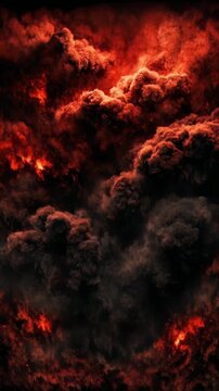 Abstract Texture of Billowing Smoke and Glowing Fire