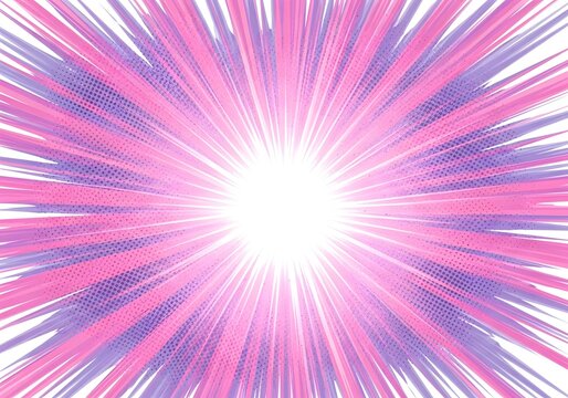 Bright comic book style speed lines bursting from center in vibrant pink and purple