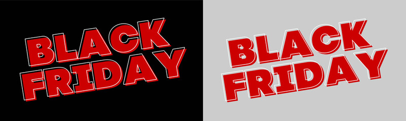 Black Friday sale lettering in bold red typography with white outline and shadow, isolated PNG with transparent background for shopping sales © PNG Craft