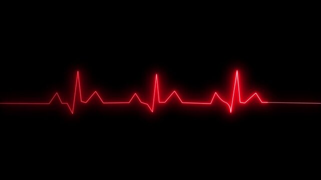 Glowing RAD Neon Heartbeat Pulse Line Loop Animation | Futuristic ECG EKG Lifeline Monitor Motion Graphic Overlay