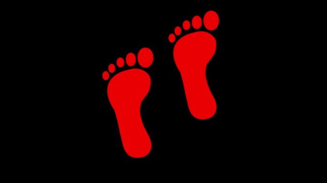 rad Human Footprint Silhouette Walking Animation icon , Two Bare Feet Steps Tracking Path Motion Graphic Seamless 4k video animation