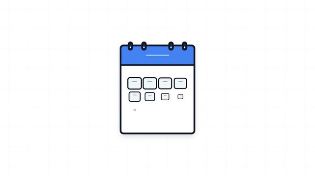 2K 10s Seamless Loop Modern Flat 2D Digital Booking Calendar Ticket Reservation Confirmation Pure White Background
