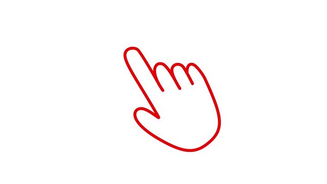 white Finger touch gesture animation. computer hand icon on black background