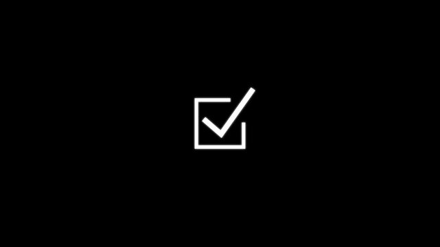 Animated green check mark icon. right check mark icon transparent . Check mark digital check box and status graphic on black background.