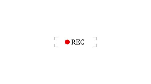 Animation highlights the animated rec inside focus brackets red recording light. on background 4k motion video with alpha channel