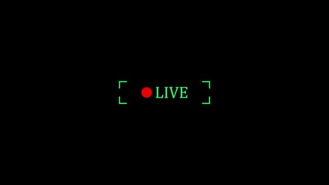  Live Stream Button with transparent background,Live streaming icon animation.  live streaming and broadcast icon with alpha channel. on a black background.4k animation video