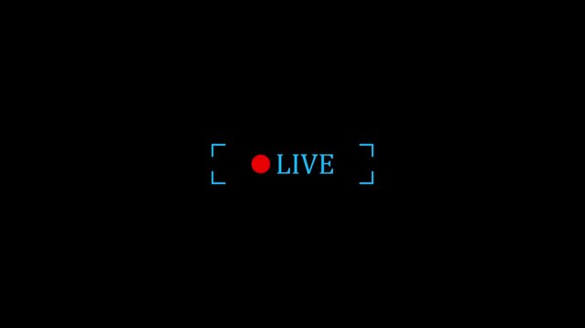  Live Stream Button with transparent background,Live streaming icon animation.  live streaming and broadcast icon with alpha channel. on a black background.4k animation video