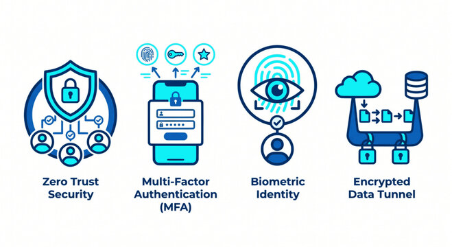 Cybersecurity Identity and Zero Trust Access Vector Icon Set