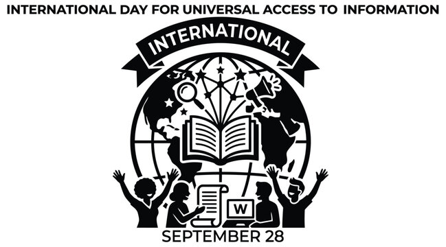 International day for universal access to information emblem black silhouette on white background