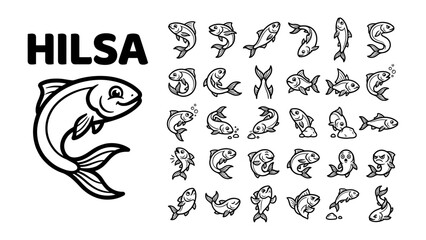 Obraz premium Fish Icon Set