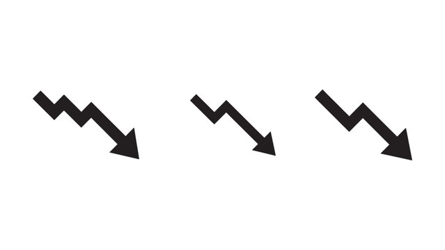 Decrease Arrow Icon, Downward Trend, Decline and Reduction Symbol