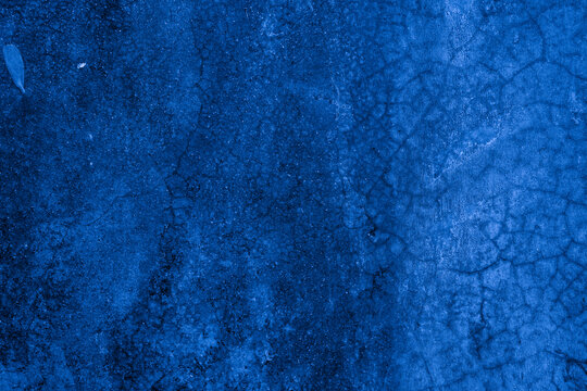 Old wall pattern texture cement blue dark abstract  blue color design are light with black gradient background.