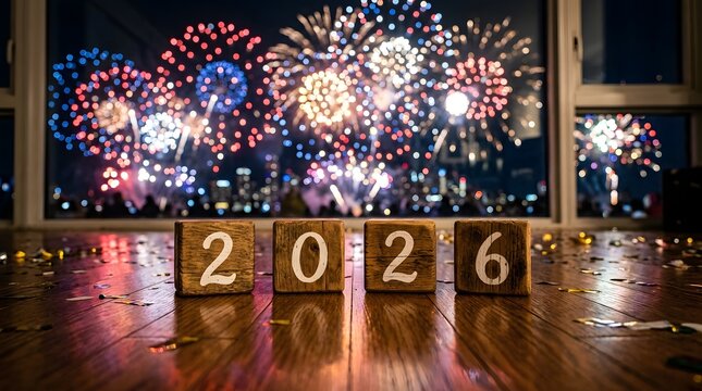 A breathtaking and vibrant new year's eve celebration unfolds with a spectacular fireworks display illuminating the night sky marking the transition into the promising year