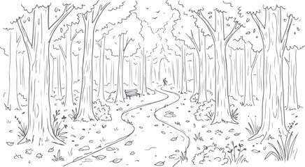 Fototapeta premium Forest log bridge with autumn leaves and winding path during daylight for adventure concepts