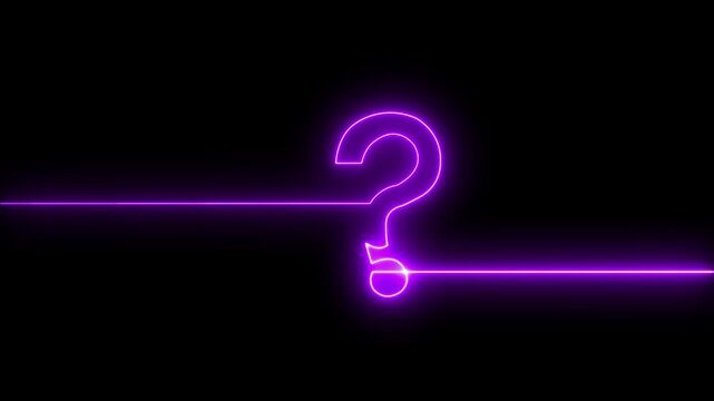 Neon glowing loop Question mark sign Question mark icon asking icon animation.4 resolution abstract advice.Motion graphic.