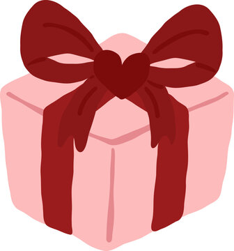 Valentines romantic heart love gift box presents vector cartoon illustration