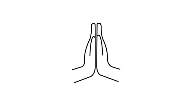 praying hands icon for Namaste greeting, prayer gesture, hope, mindfulness meditation, and spiritual wellness