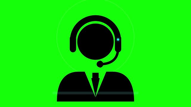 Customer Service Representative Icon Animation on Green Screen