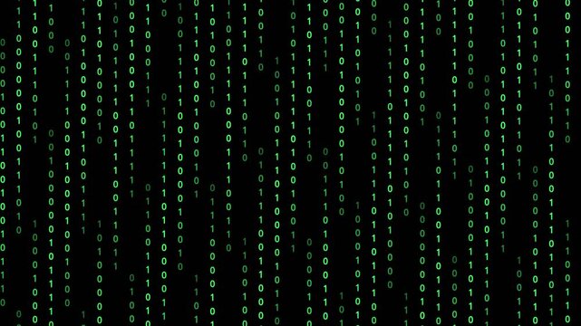 Green Binary Code Matrix Falling Rain Data Loop