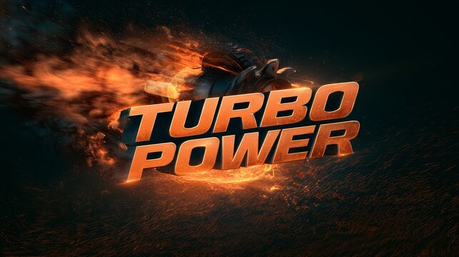 Dynamic &ldquo;Turbo Power&rdquo; 3D Typography Effect Template Bold, Energetic, and Customizable Text Design.