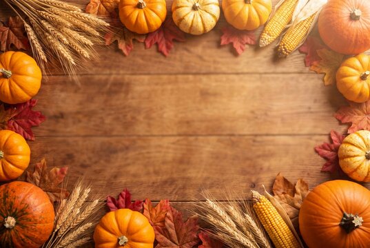 Thanksgiving Background with Autumn Decor