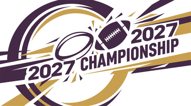 2027 championship football logo with dynamic motion elements and bold typography, Nfl, American Football, Nfl 2027, American Foodball 2027